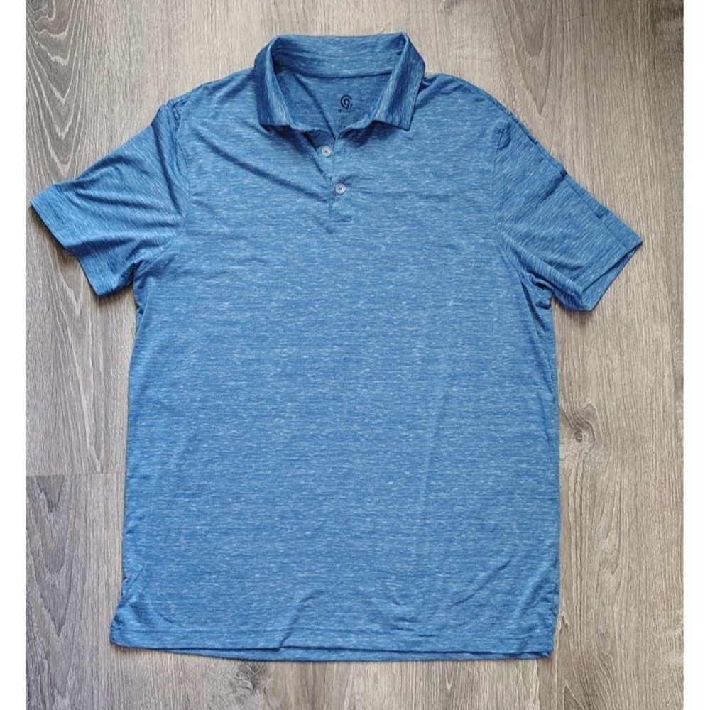 Champion Golf Men's Polo Color Heather Blue Large Collared 1/4 Quarter Button